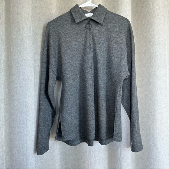 Akris Punto Wool Gray Relaxed Half-Zip Collar Long Sleeve Sweater S (4) - Picture 4 of 15